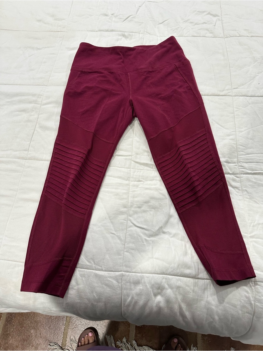 Reebok Burgundy Ribbed Detail Leggings